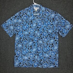 vintage worthington polyester button up womens size 8 blue and black floral